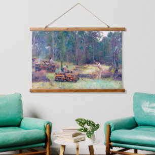 Charcoal Burners Wood Splitters Tom Roberts 1886  Hanging Tapestry