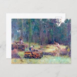 Charcoal Burners Wood Splitters Tom Roberts 1886 Postcard