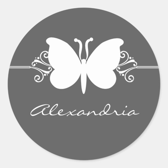 Charcoal Butterfly Swirls Stickers (Front)