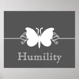 Charcoal Butterfly Swirls Virtue Poster