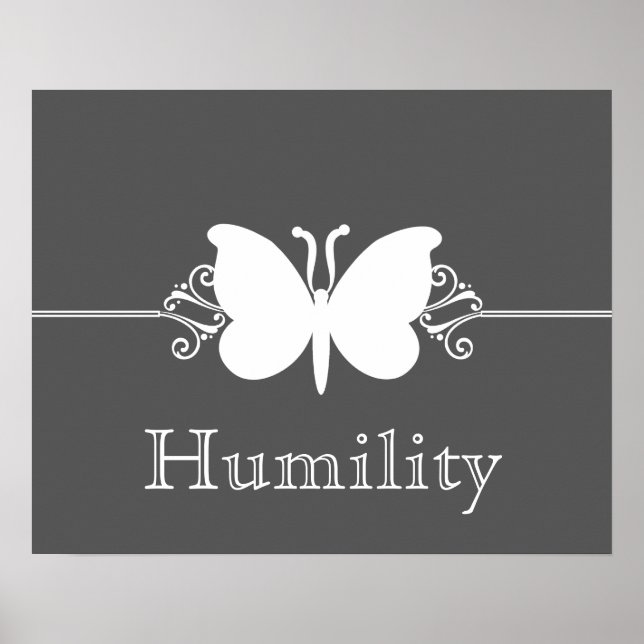 Charcoal Butterfly Swirls Virtue Poster (Front)