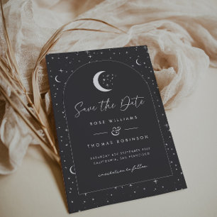 Charcoal Celestial Arched Save The Date