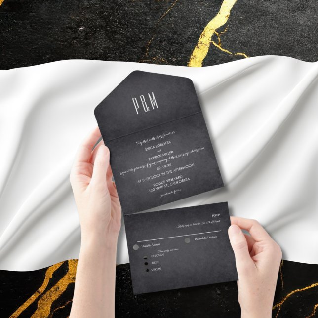 Charcoal Chalk Minimalist Elegant Script  All In One Invitation (Creator Uploaded)