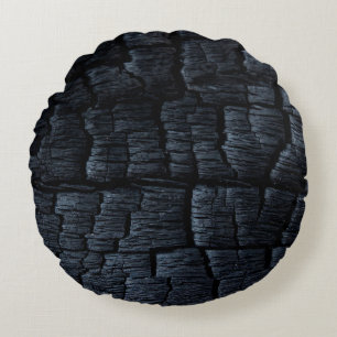 Charcoal coal ash burnt backdrop round cushion