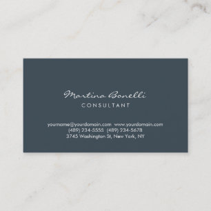 Charcoal Colour Minimalist Script Business Card