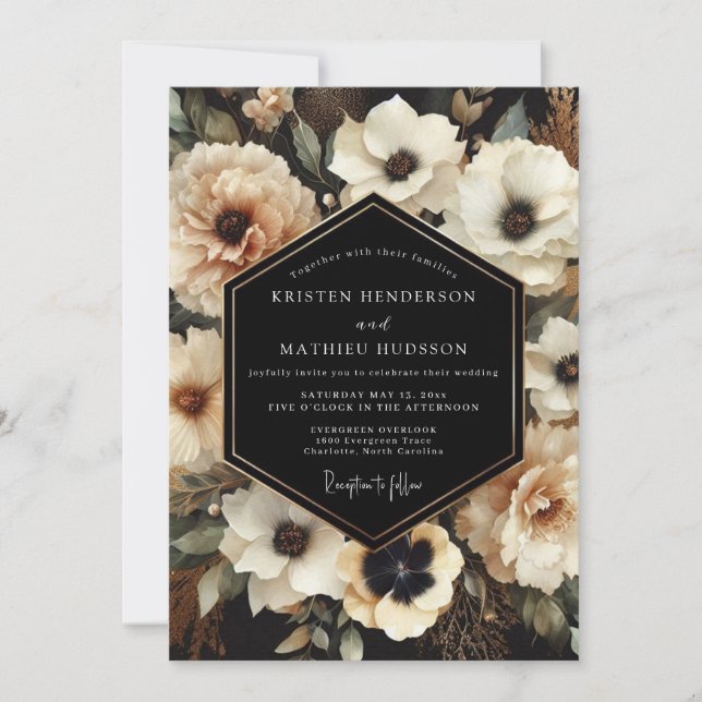Charcoal Cream Chiaroscuro Wedding Invitation (Front)