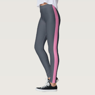 Charcoal Dark Blue Bright Pink Side Panel Leggings