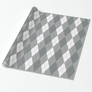 Charcoal Dk Grey White XL Argyle Wrapping Paper