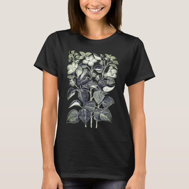 Charcoal Drawing of Italian Hibiscus flowers T-Shirt (Front)