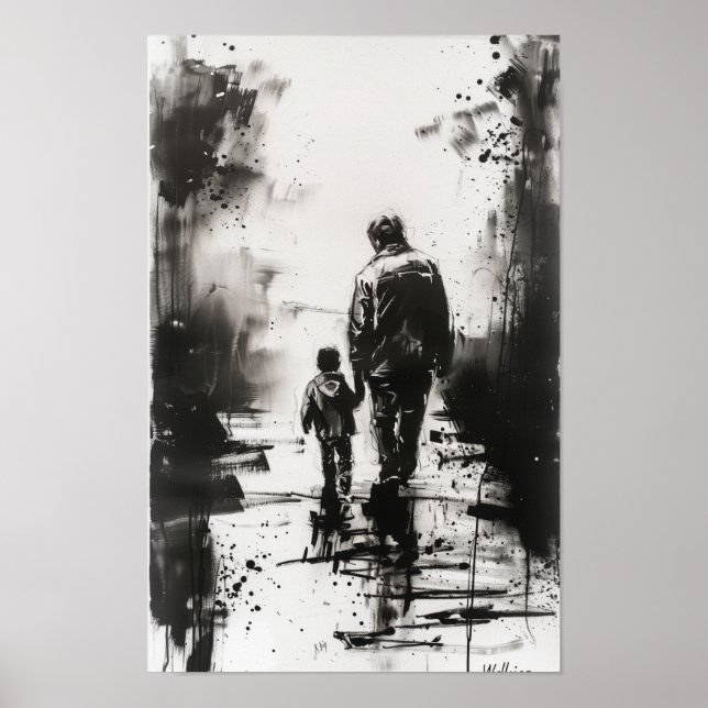 Charcoal Drawing - Walking Away by C. Day Lewis"De Poster (Front)