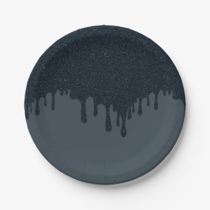 Charcoal Drip Effect Party Plate – Customisable