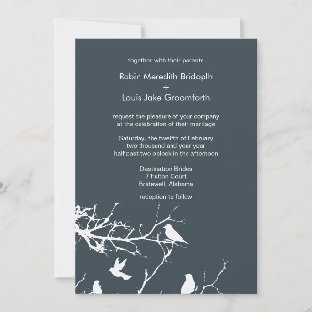 Charcoal Elegant Winter Weddings Personalised Invitation (Front)