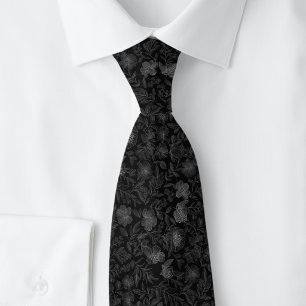 Charcoal Etched Florals Tie