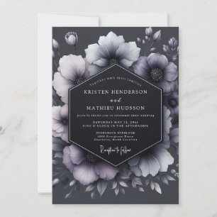 Charcoal Floral Moody Wedding Invitation