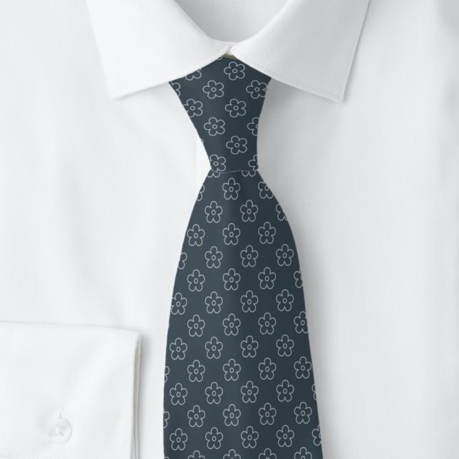 Charcoal Flower Doodle Tie (Creator Uploaded)