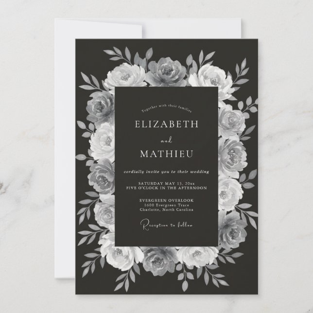 Charcoal Glorious Winter Wedding Invitation (Front)