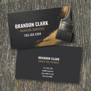 Charcoal Gold Brush Bold Painter Design Painting Business Card