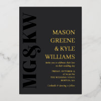 Charcoal & Gold Initials Typography 2 in 1 Wedding