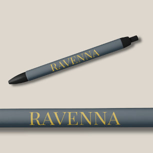 Charcoal Gold Name Personalised Custom Luxury Gift Black Ink Pen