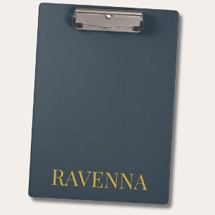Charcoal Gold Name Personalised Custom Luxury Gift Clipboard