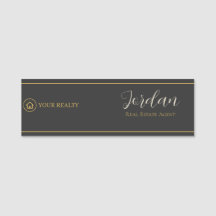 Charcoal Gold Real Estate Agent Logo Employee