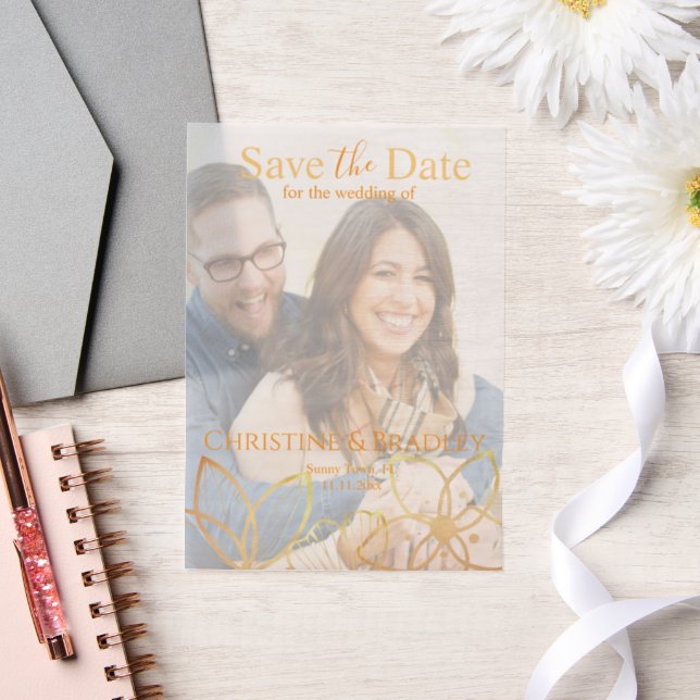 Charcoal & Gold Save the Date Vellum Invitations (Wedding)