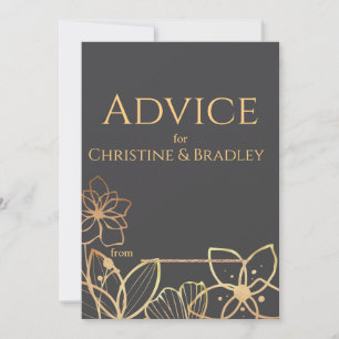 Charcoal & Gold Wedding Advice Card