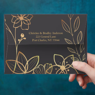 Charcoal & Gold Wedding Envelope