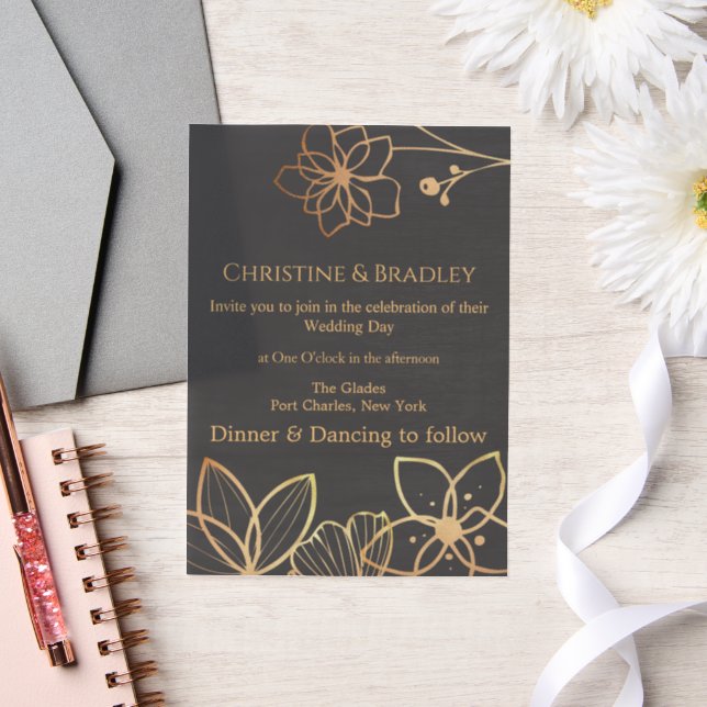 Charcoal & Gold Wedding  Vellum Invitations (Wedding)