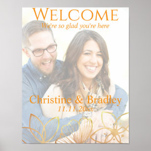 Charcoal & Gold Wedding Welcome Photo Poster