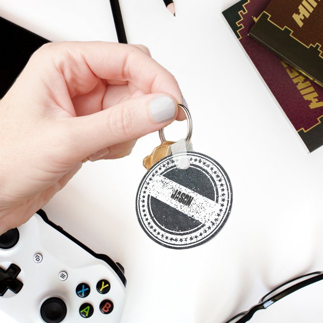 Charcoal Grain Faux Leather Key Ring (Creator Uploaded)