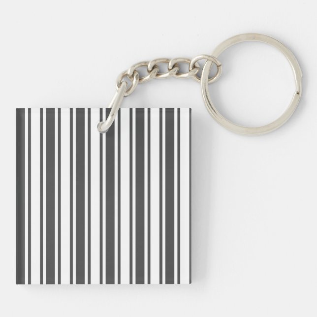 Charcoal gray and white candy stripes key ring (Back)