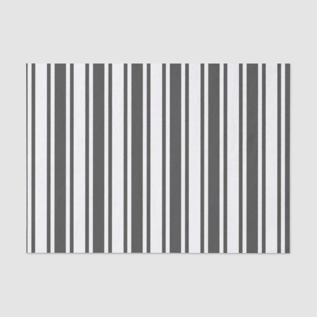 Charcoal gray and white candy stripes tissue paper (Front)