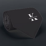 Charcoal Gray Elegant Monogram   Name | Two-Sided Tie<br><div class="desc">An elegant necktie featuring a bold white monogram across a Charcoal Gray background. On top of this monogram sits your first or last name spelled out in all capitals. If you prefer a bolder look for the personal name inside of the large letter you can do the following: Use the...</div>