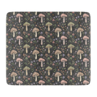 Charcoal Gray Fungi Modern Rustic Earthy Gift Cutting Board