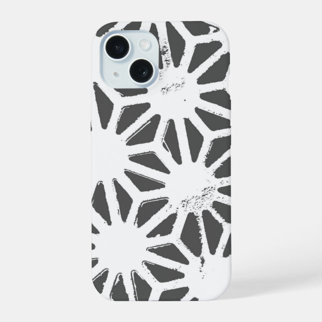 Charcoal gray geometric pattern iPhone 15 case (Back)