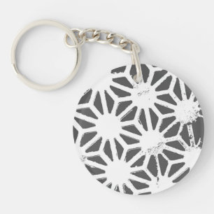 Charcoal gray geometric pattern key ring