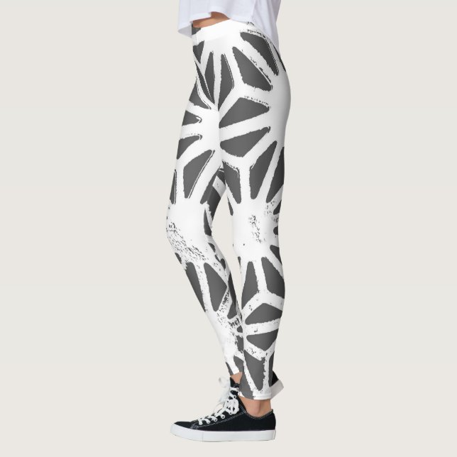 Charcoal gray geometric pattern leggings (Left)