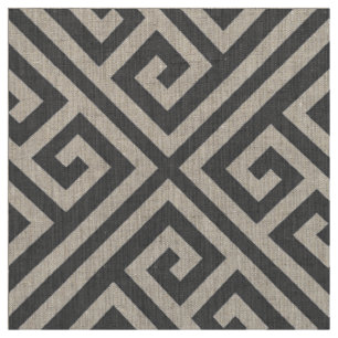 Charcoal Gray Greek Key Large Scale Fabric