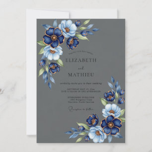Charcoal Gray Resplendent Winter Wedding Invitation