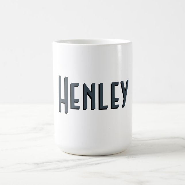 Charcoal Grey 3D Minimalist Modern Name  Coffee Mug (Center)