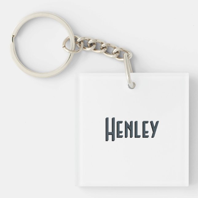 Charcoal Grey 3D Minimalist Modern Name  Key Ring (Front)
