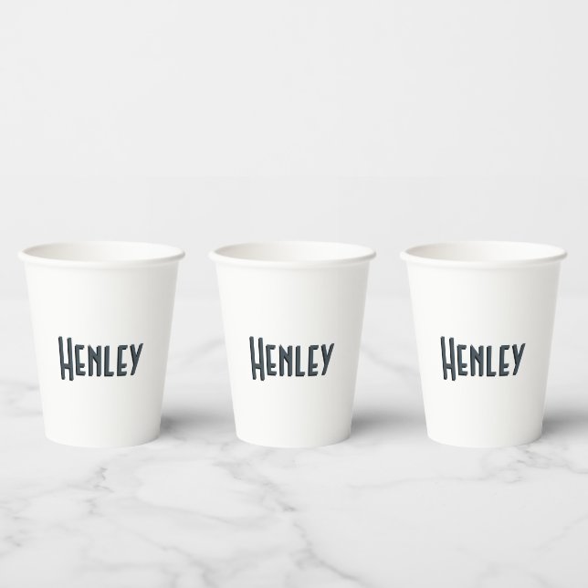Charcoal Grey 3D Minimalist Modern Name  Paper Cups (Multi)