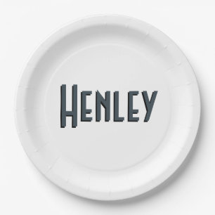 Charcoal Grey 3D Minimalist Modern Name  Paper Plate