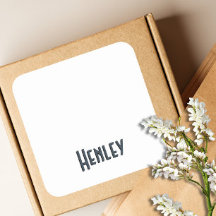 Charcoal Grey 3D Minimalist Modern Name Square Sticker