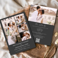 Charcoal Grey All In One QR Code Photo Wedding