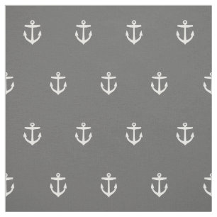 Charcoal Grey Anchor Print - Custom Size Fabric