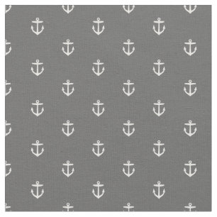 Charcoal Grey Anchor Print Fabric
