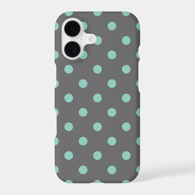Charcoal Grey and Aqua Polka Dots (Back)