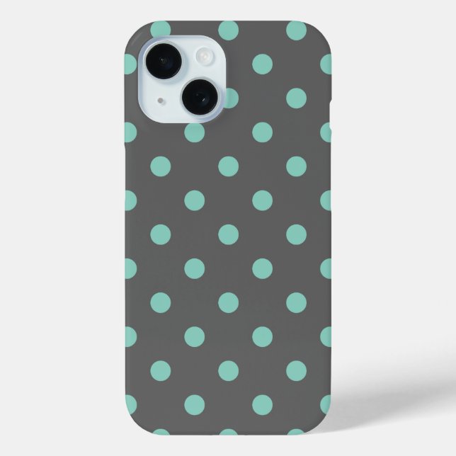 Charcoal Grey and Aqua Polka Dots Case-Mate iPhone Case (Back)